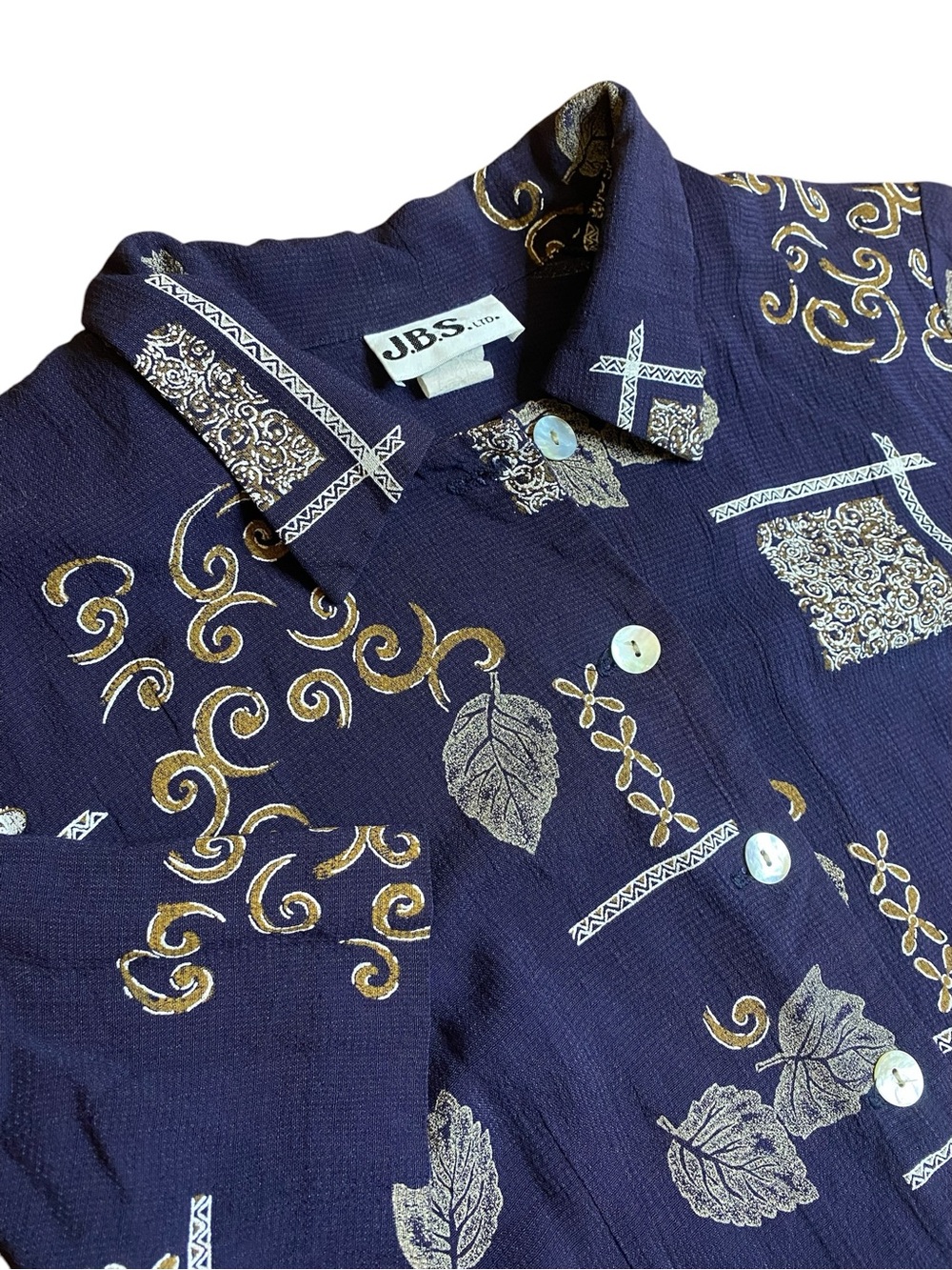 Vintage JBS Ltd Button Down Top Women’s 6 90s Patterned Coastal Fitted Travel